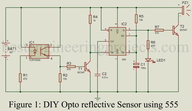使用 555 的光电反射式传感器